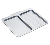 KitchenCraft Non-Stick 2-in-1 Divided Crisping Tray / Baking Tray, 40 x 35.5 cm (15.5" x 14"), Silver