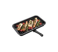 KitchenCraft Non-Stick Enamel Grill Pan, 40x23cm, Display Boxed in Mid Grey | Size: 40x23 cm Kitchencraft Mid Grey 40x23 cm