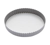 KitchenCraft Non-Stick Round Fluted Flan Tin/Quiche Pan with Loose Base, 25 cm (1"), Silver