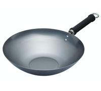 KitchenCraft Oriental Plain Carbon Steel Wok, 30cm in Grey Kitchencraft Grey