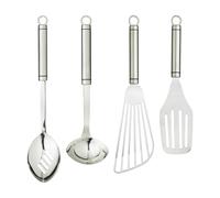 KitchenCraft Oval Handled Professional Stainless Steel Kitchen Utensils, 4pc Set Including Mini Ladle, Hamburger Turner, Slotted Spoon and Fish Slice - Silver - Stainless Steel - Utensils