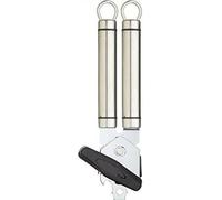 KitchenCraft Oval Handled Professional Stainless Steel Tin Opener, Silver Manual Can Opener, Includes Bottle Opener, Dishwasher Safe, 22.5cm