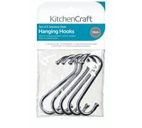Kitchencraft Pack Of Five 10Cm Chrome Plated 's' Hooks, Silver