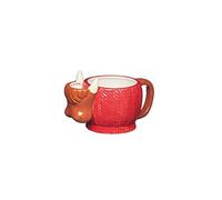 KitchenCraft Painted Ceramic Novelty Highland Cow Mug with Tea Bag Holder, 5 ml (17.5 fl oz) - Brown/Red