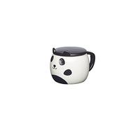KitchenCraft Painted Ceramic Novelty Panda Mug with Lid, 550 ml (19.5 fl oz) - Black / White