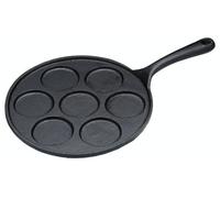 KitchenCraft 7-Hole Cast Iron Induction-Safe Blini Pan, 24 cm (9.5"), Black