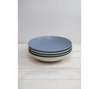 Kitchencraft Pasta Bowls Set Of 4 In Gift Box, Lead-Free Glazed Stoneware, Blue / Cream, 22Cm
