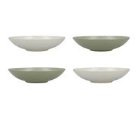KitchenCraft Pasta Bowls Set in Gift Box,Lead-Free Glazed Stoneware,GreenWhite, - Green