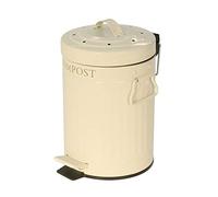 KitchenCraft Pedal-Operated Mini Kitchen Compost Bin, 3 litres (5.25 Pints), Dishwasher Safe (Without The Filter), Cream