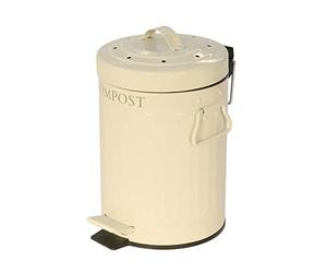 KitchenCraft Pedal-Operated Mini Kitchen Compost Bin, 3 litres (5.25 Pints), Dishwasher Safe (Without The Filter), Cream