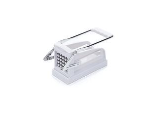 KitchenCraft Potato Chipper, White Plastic and Stainless Steel Chip Cutter | Homemade French Fry Cutter, Suitable for Firm Fruits or Vegetables, 2 Chip Cutter Blades Included, Suction Base, Smooth Lever