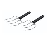 KitchenCraft Poultry Lifting Forks, Turkey and Meat Lifters, Stainless Steel, 22 x 9 cm, Set of 2, Black/Silver