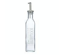 KitchenCraft Printed Glass Vinegar / Olive Oil Bottle with Drizzler Spout, 270 ml, Transparent