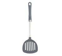 KitchenCraft Professional Nylon Round Slotted Food Turner with Soft Grip Handle, 36 cm (14"), Silver/Grey, 36 x 10.5 x 3 cm