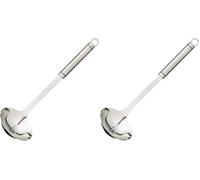 KitchenCraft Professional Stainless Steel Large Ladle, Deep Gravy Spoon, Oval Handled Small Soup Serving Spoon, Metal Kitchen Utensil, Dishwasher Safe, 33cm (Pack of 2)