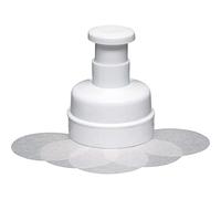 KitchenCraft Quarter Pounder Burger Press with 100 Wax Discs in Gift Box, Plastic, White, 11.5 x 11.5 x 13.5 cm