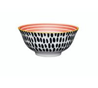 KitchenCraft Red Swirl and Black Spots Ceramic Bowl, 16cm - Multicolour - Ceramic - Bowls