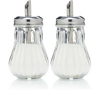 KitchenCraft Retro Cafe Style Glass Sugar Dispenser, 7 x 7 x 13.5 cm (3" x 3" x 5.5") (Pack of 2)