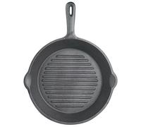 KitchenCraft Ribbed Round Induction-Safe Cast Iron Griddle Pan, 24 cm (9.5"), Comes with a 15 Year Guarantee