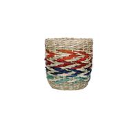 KitchenCraft Seagrass Plant Basket, Indoor Plant Pot, Woven Planter with Rainbow Striped Design, 11 x 11 x 11cm