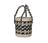 KitchenCraft Seagrass Plant Basket, Indoor Plant Pot, Woven Planter with Striped Design, 11 x 11 x 19cm