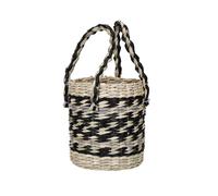 KitchenCraft Seagrass Plant Basket with Handles, Striped Woven Indoor Plant Pot in Beige Kitchencraft Beige