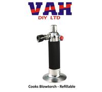 KitchenCraft Refillable Cook’s Blow Torch with Adjustable flame, 9 x 16.5 cm, KitchenCraft's 12 month guarantee, Black and Silver