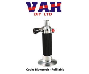 KitchenCraft Self Refillable Gas Food Cooks Blowtorch ,Silver - KCBLOWTORCHCP