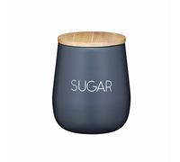 KitchenCraft Serenity Sugar Jar with Airtight Lid, Iron/Mango Wood, Grey/Brown, 12.5 x 15 cm