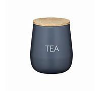KitchenCraft Serenity Tea Caddy with Airtight Lid, Iron / Mango Wood, Grey / Brown, 12.5 x 15 cm
