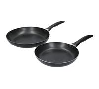 KitchenCraft Set of 2 Aluminum Non-Stick Frying Pans Flat Base 24 & 28 cm