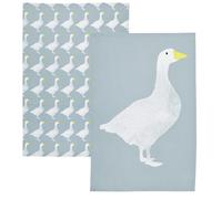 KitchenCraft Set of 2 Goose Tea Towels - Blue - Cotton - Tea Towel