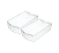 KitchenCraft Set of 2 Large Plastic Food Storage Containers, Kitchen Organisers for Fridges or Cupboards, Clear, 37.5 x 21 x 10cm - Clear - Polypropelyne - Baskets
