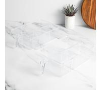 KitchenCraft Set of 2 Large Plastic Fridge Organisers or Cupboard Organisers with 3 Compartments, Clear, 31 x 20.5 x 9cm - Clear - Polypropelyne - Baskets