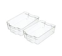 KitchenCraft Set of 2 Medium Plastic Food Storage Containers, Kitchen Organisers for Fridges or Cupboards, Clear, 31.5 x 21 x 9cm - Clear - Polypropelyne - Baskets