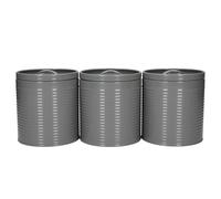 KitchenCraft Set of 3 Tea Coffee Sugar Canisters Grey Jars Vintage Bamaboo Lid