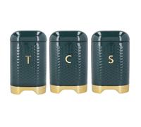 KitchenCraft Tea, Coffee and Sugar Storage Canister, Hunter Green & Gold, 11.5 x 11.5 x 19.5cm