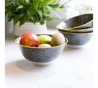 KitchenCraft Set of 4 Black & White Floral Ceramic Bowls Kitchencraft Black