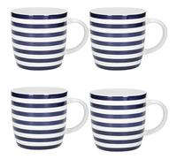 KitchenCraft Set of 4 Blue and White Striped Coffee Mugs