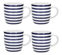KitchenCraft Set of 4 Blue and White Striped Coffee Mugs