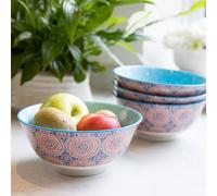 KitchenCraft Set of 4 Blue & Red Mosaic Style Ceramic Bowls Kitchencraft Multicolor