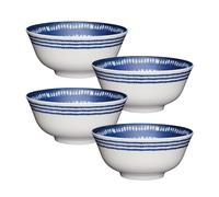 KitchenCraft Set of 4 Blue & White Greek Style Ceramic Bowls in Dark Blue Kitchencraft Dark Blue
