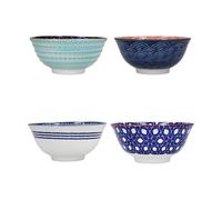 Kitchen Craft 4-Piece Ceramic Cereal & Dessert Bowl Set - Blue - 16.5 cm