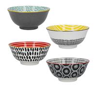 KitchenCraft Set of 4 Ceramic Bowls Monochrome Designs