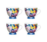 KitchenCraft Set of 4 China Blue Butterfly Mugs Kitchencraft Multicolor