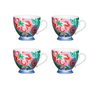 KitchenCraft Set of 4 China Bright Floral Footed Mugs Kitchencraft Multicolor