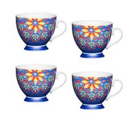 KitchenCraft Set of 4 China Moroccan Blue Footed Mugs Kitchencraft Multicolor