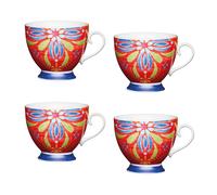KitchenCraft Set of 4 China Moroccan Red Footed Mugs Kitchencraft Red