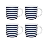KitchenCraft Set of 4 China Nautical Stripe Mugs in Navy Kitchencraft Navy