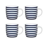 KitchenCraft Set of 4 China Nautical Stripe Mugs | Size: Large Kitchencraft Multicolor Large